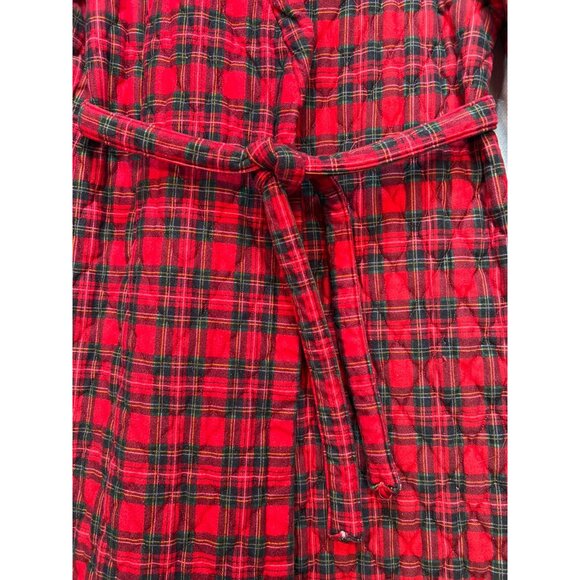Vintage Lorraine Womens Robe Large Red Plaid Wrap Quilted Belted Retro Flannel - Picture 6 of 13